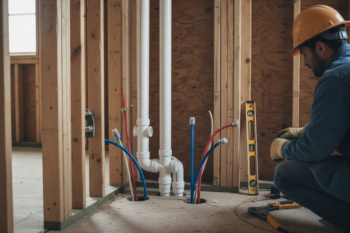 Drain and supply rough-in during Drain Cleaning in Hardwick