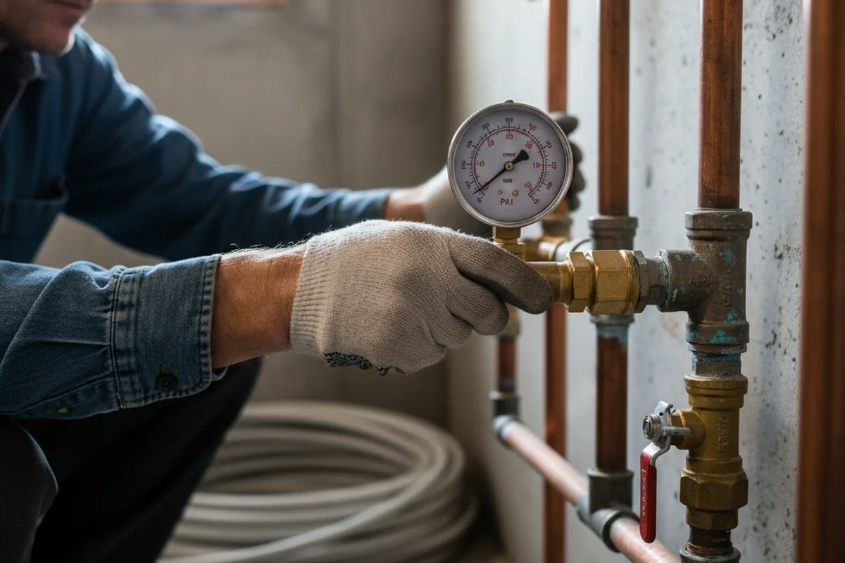 Pressure testing a repaired line during Water Line Repair in Hardwick